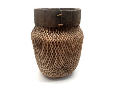 Old Chinese braided rice basket - Basket weaving - Large model