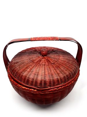 Old Chinese braided rice basket - Basket weaving - Round Basket - Merchandise