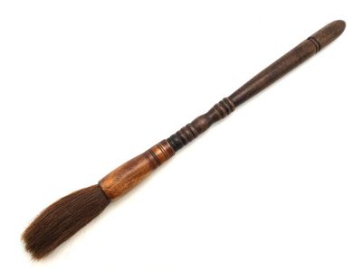 Old Chinese Brush - Wood - Brown handle and goat hair