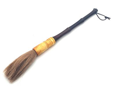Old Chinese Brush - Wood - Brown handle and red hair