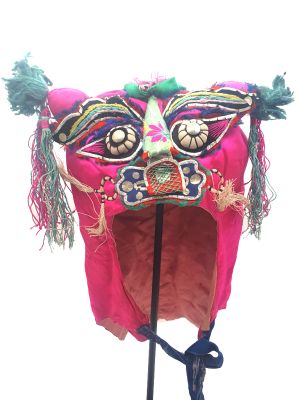 Old Chinese child headdress Pink Tiger