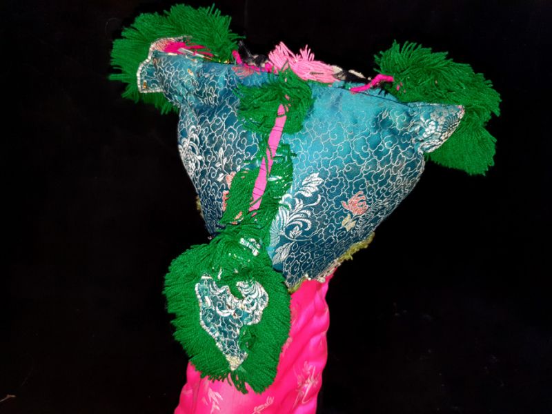 Old Chinese child headdress - Red and Green Funny dragon 3