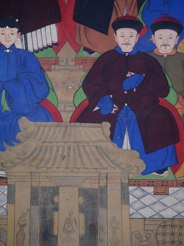 Old Chinese Chinese Ancestor Painting - Chinese dignitary family 5
