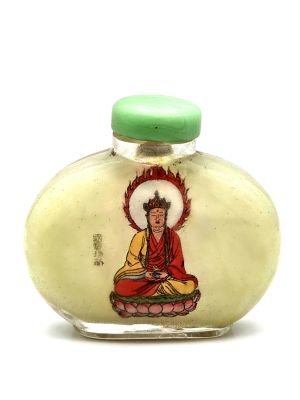 Old Chinese Glass Snuff Bottle - Bodhisattva