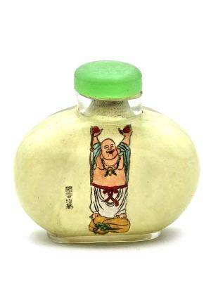 Old Chinese Glass Snuff Bottle - Laughing Buddha