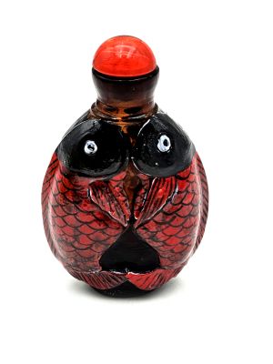 Old Chinese snuff bottle - Blown glass - Double fish