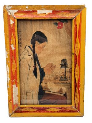 Old Chinese Wood Frame - Painting - Chinese teenager