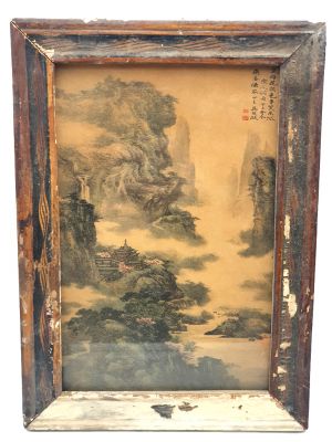 Old Chinese Wood Frame - Painting - The temple in the forest