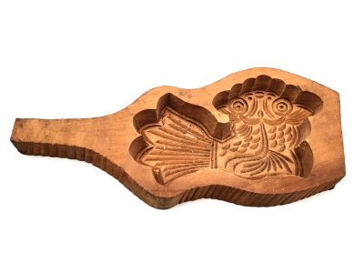 Old Handcarved Wooden Mooncake Mold Magic fish