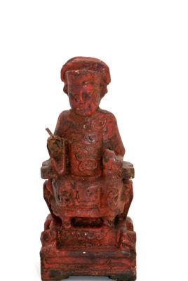 Old reproduction - Small Chinese votive statue - Red lacquer