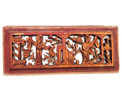 Old Wooden Plaque - Qing Dynasty - Court ladies