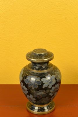 Potiche or Vase in Cloisonné Black Flowers