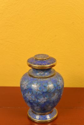 Potiche or Vase in Cloisonné Blue Flowers