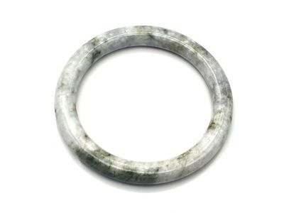 Real Jade Bangle - Jade Bracelet - online Jade shop -5.45 cm - White and green