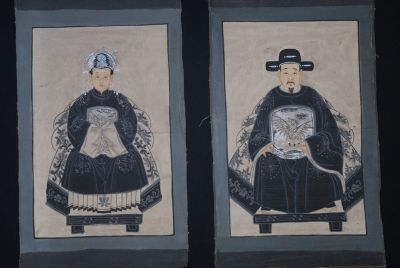 Small Chinese ancestors couple Painting from China Modern