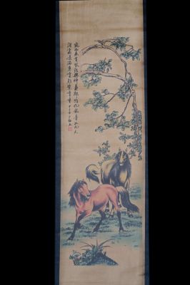 Small Chinese Paining - Kakemono - The 2 horses