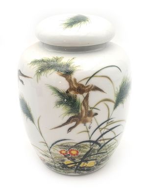 Small Chinese Porcelain Colored Potiche - ducks 2