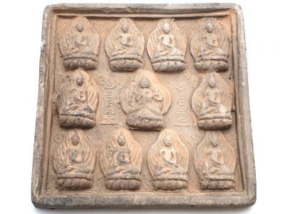 Small Chinese Terracotta plate 12 Buddha