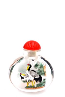 Small Glass Snuff Bottle - Chinese Arist - Common crane