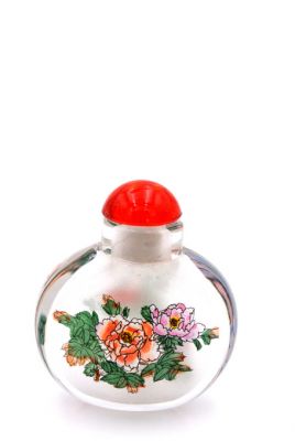 Small Glass Snuff Bottle - Chinese Arist - Flowers