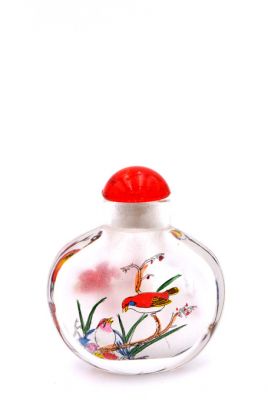 Small Glass Snuff Bottle - Chinese Arist - The birds