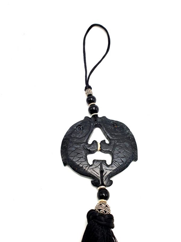 Small Suspended Bi Disk Silk and Jade Black 2
