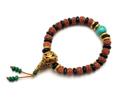 Tibetan Jewelry - Mala bracelet - Seeds and black beads 2