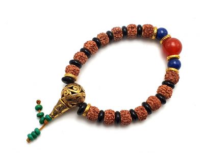 Tibetan Jewelry - Mala bracelet - Seeds and black beads