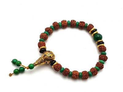 Tibetan Jewelry - Mala bracelet - Seeds and blue beads 2