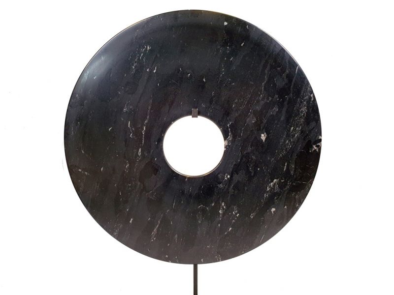 Very Large Chinese Bi Disc in Jade 35cm black (dye)