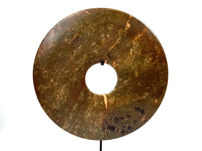 Very Large Chinese Bi Disc in Jade 35cm Brown