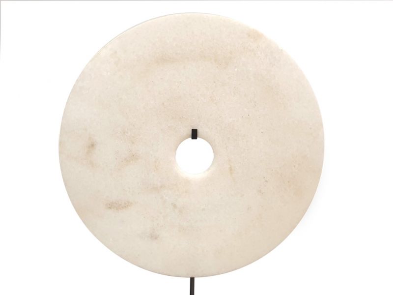 Very Large Chinese Bi Disc in Jade 35cm White