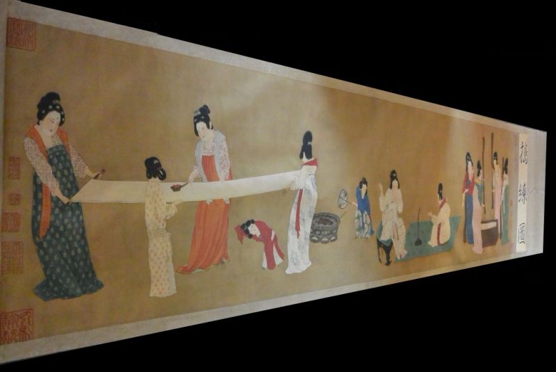Very Large Chinese Kakemono Painting Court Ladies 1