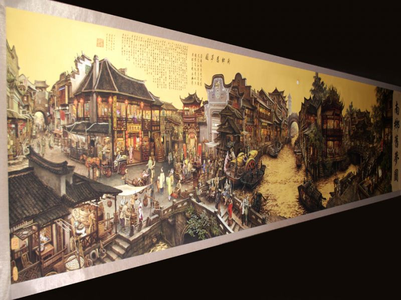 Very Large Chinese Kakemono - Painting - Chinese City