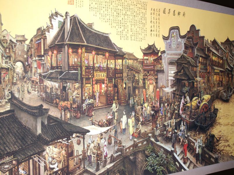 Very Large Chinese Kakemono - Painting - Chinese City 2