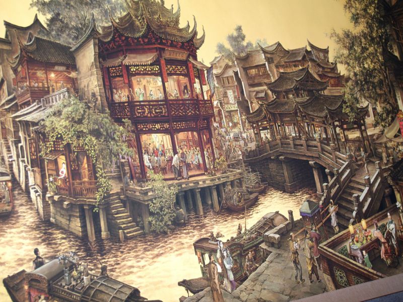 Very Large Chinese Kakemono - Painting - Chinese City 4