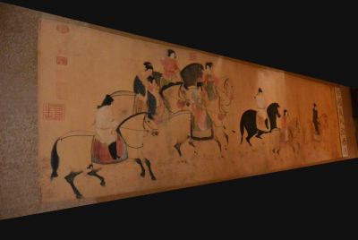 Very Large Chinese Kakemono Painting Horsmen