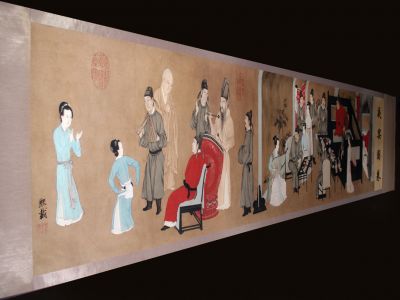 Very Large Chinese Kakemono Painting Night Revels of Han Xizai
