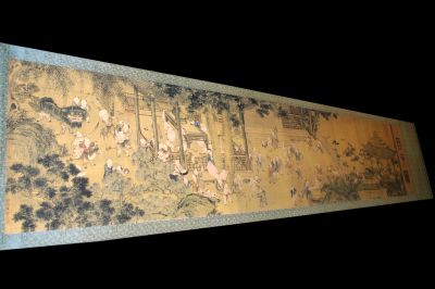 Very Large Chinese Kakemono Painting One Hundred Children in the Long Spring from Su Hanchen