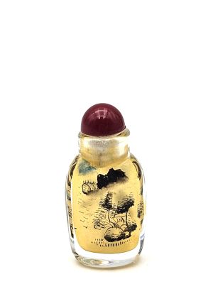 Very Small Glass Snuff Bottle - Chinese Arist - Landscape - The lake in the forest
