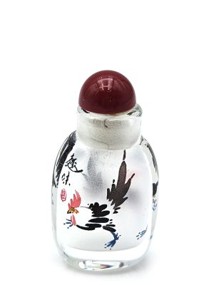 Very Small Glass Snuff Bottle - Chinese Arist - Rooster