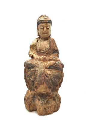 Wooden Small Statue - Buddha in lotus position