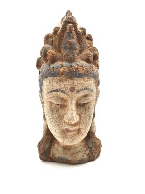 Wooden Small Statue - Head of a Guanyin goddess 27cm